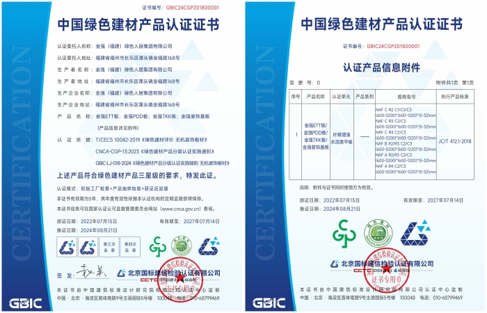 Golden Power green board products obtained China green building materials products three-star certification